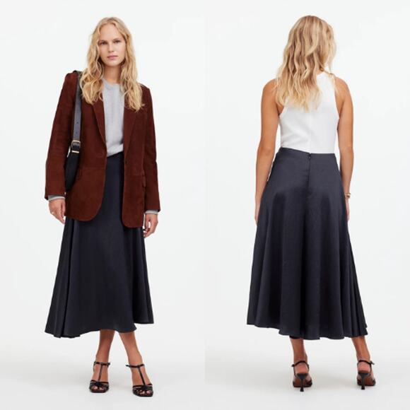 Madewell Dresses & Skirts - Madewell Womens Hi-Rise Satin Circle Midi Slip Skirt NS630 True Black Size 4 NWT